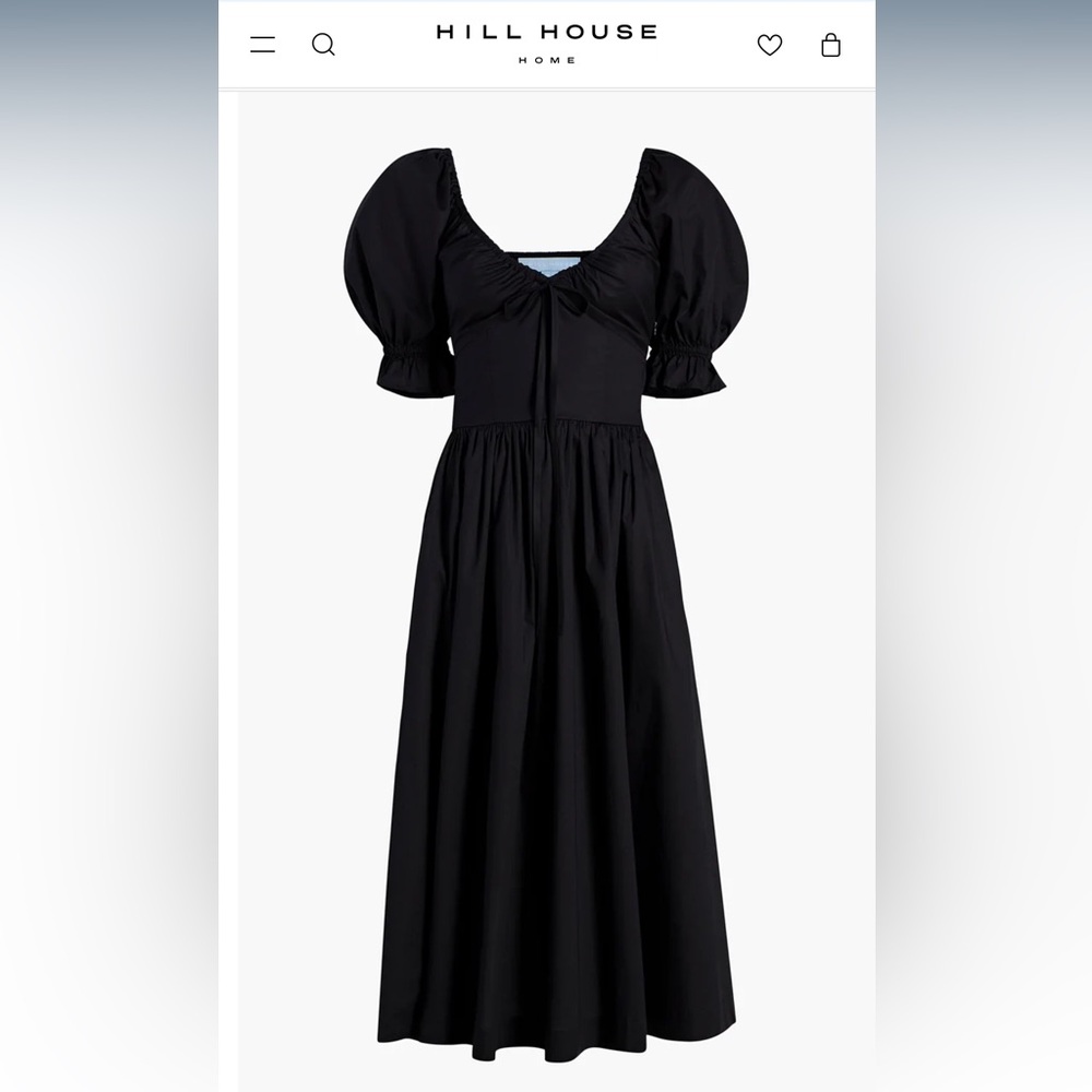 Hill House Black Ophelia Cotton Midi Dress